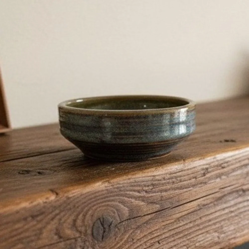 Zanesville Stoneware Blue Homespun Bowl #8004, Vintage Stoneage Modern Pottery‎